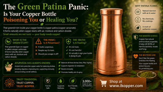 Copper bottle oxidation green patina cleaning iKopper safety guide