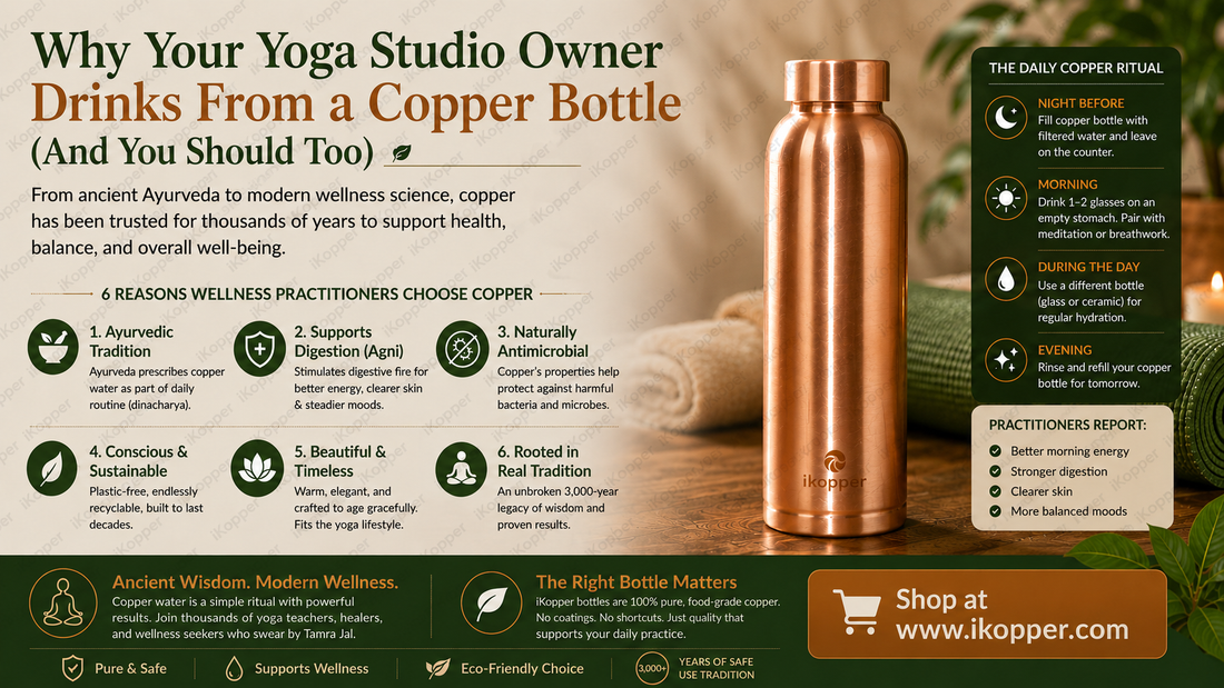Yoga practitioner with iKopper copper water bottle wellness ritual