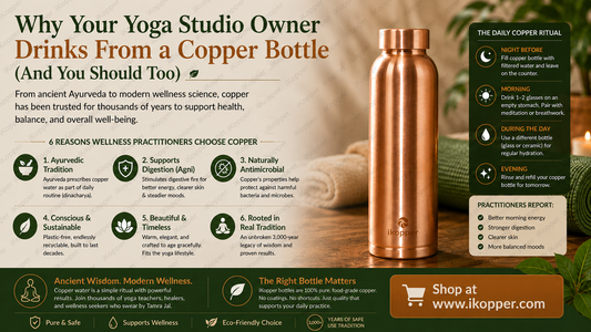 Yoga practitioner with iKopper copper water bottle wellness ritual