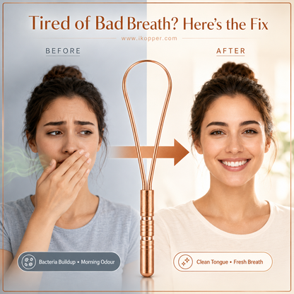 iKopper Pure Copper Tongue Scraper | Fresher Breath & Improved Oral Health I Ancient Ayurvedic Ritual | Eco-Friendly | Travel Case included