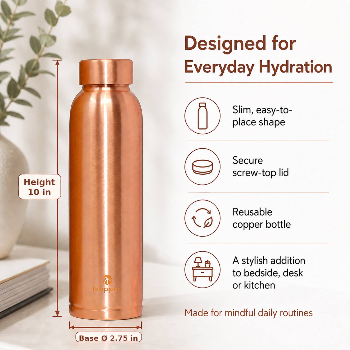 iKopper - Pure Copper Water Bottle 32 Oz